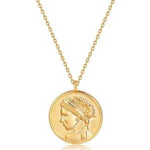 Italy 18k Gold Plated Coin Necklace